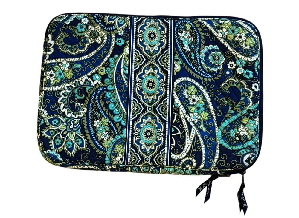 Vera Bradley Rhythm & Blues Zip Laptop Quilted Computer Travel Sleeve 17"x12"